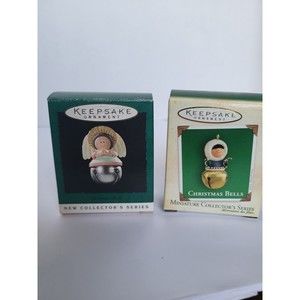 Lot of 2 Hallmark Keepsake Mini Ornaments Christmas Bells Angel Frosty Friend